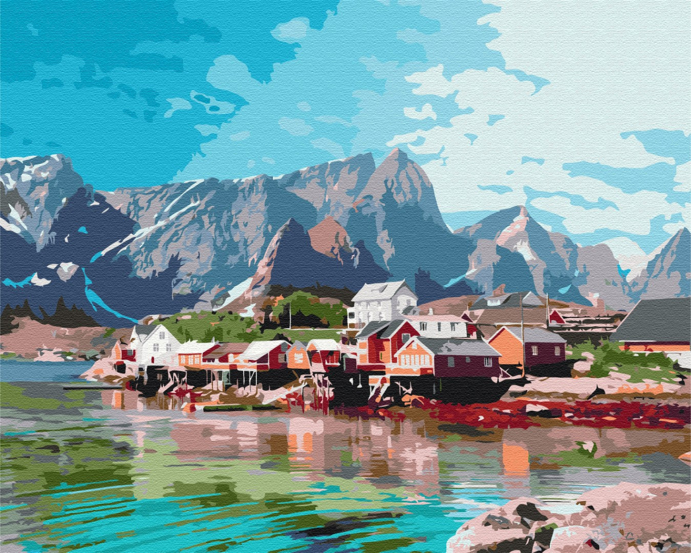 Le village des montagnes de Crystal - Peinture par numéro