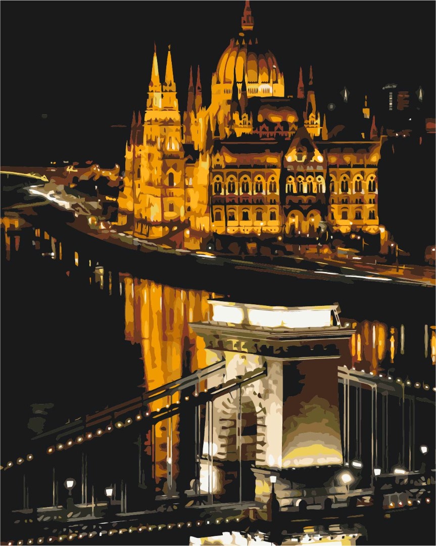 Budapest de nuit - Peinture par numéro
