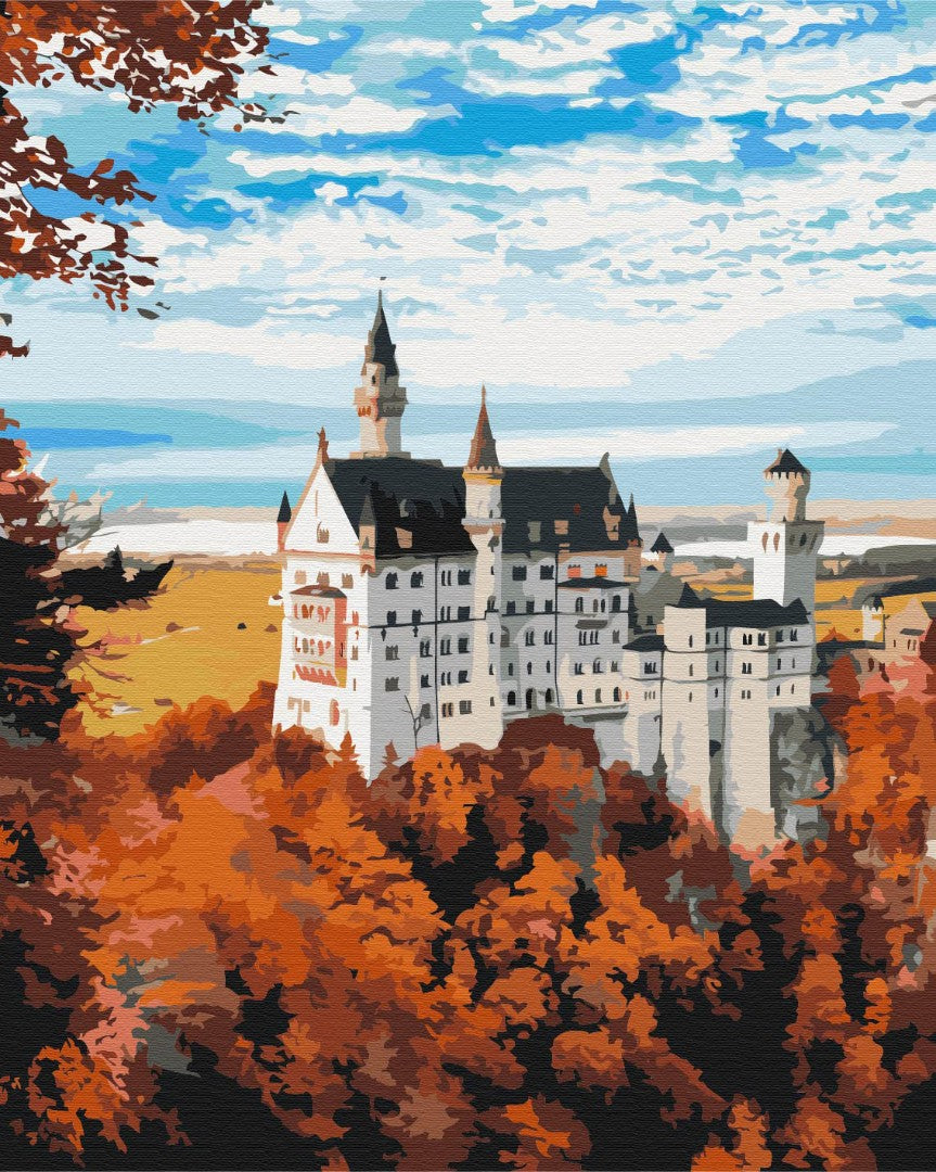 Vue d'automne de Neuschwanstein - Peinture par numéro