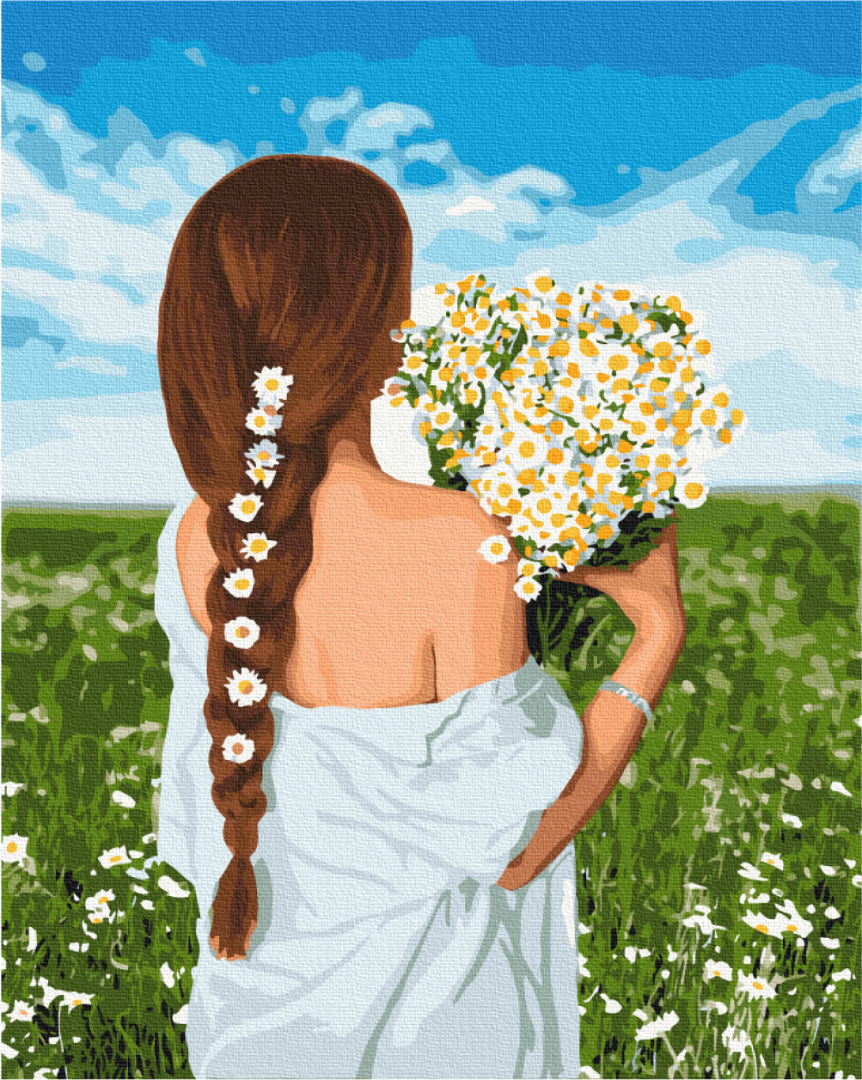 Fille aux marguerites - Peinture par numéro