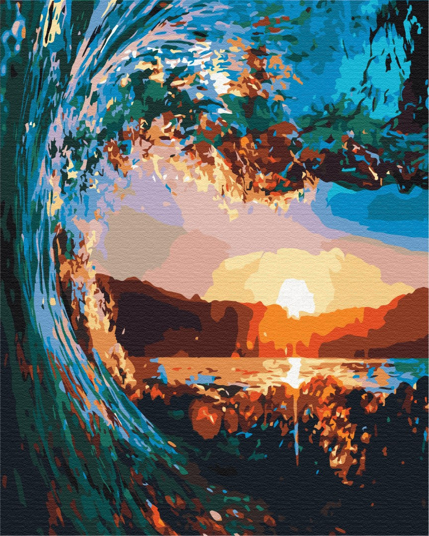 Coucher de soleil à travers les vagues - Peinture par numéro