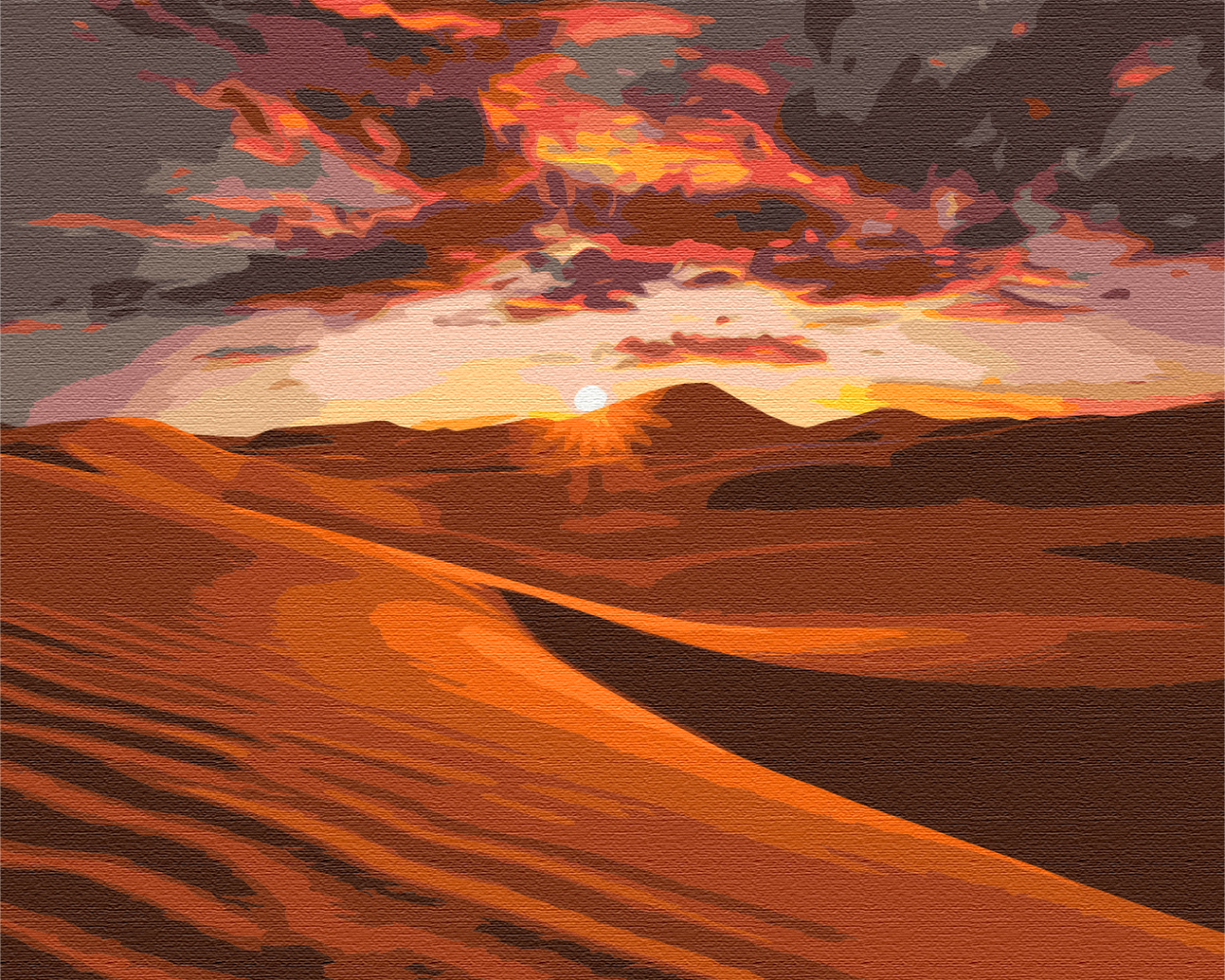 Coucher de soleil dans le désert - Peinture par numéro
