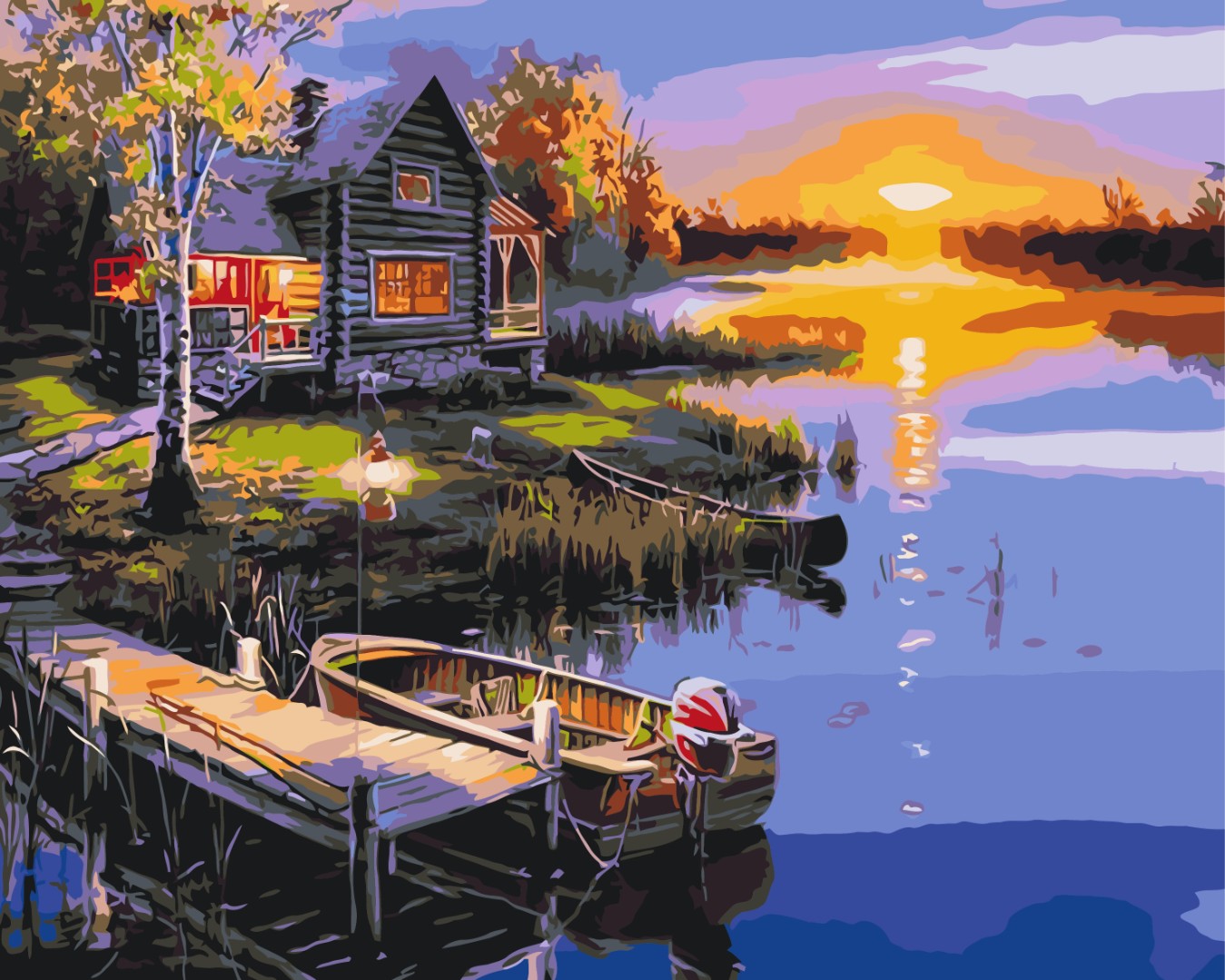 Maison au bord du lac - Peinture par numéro