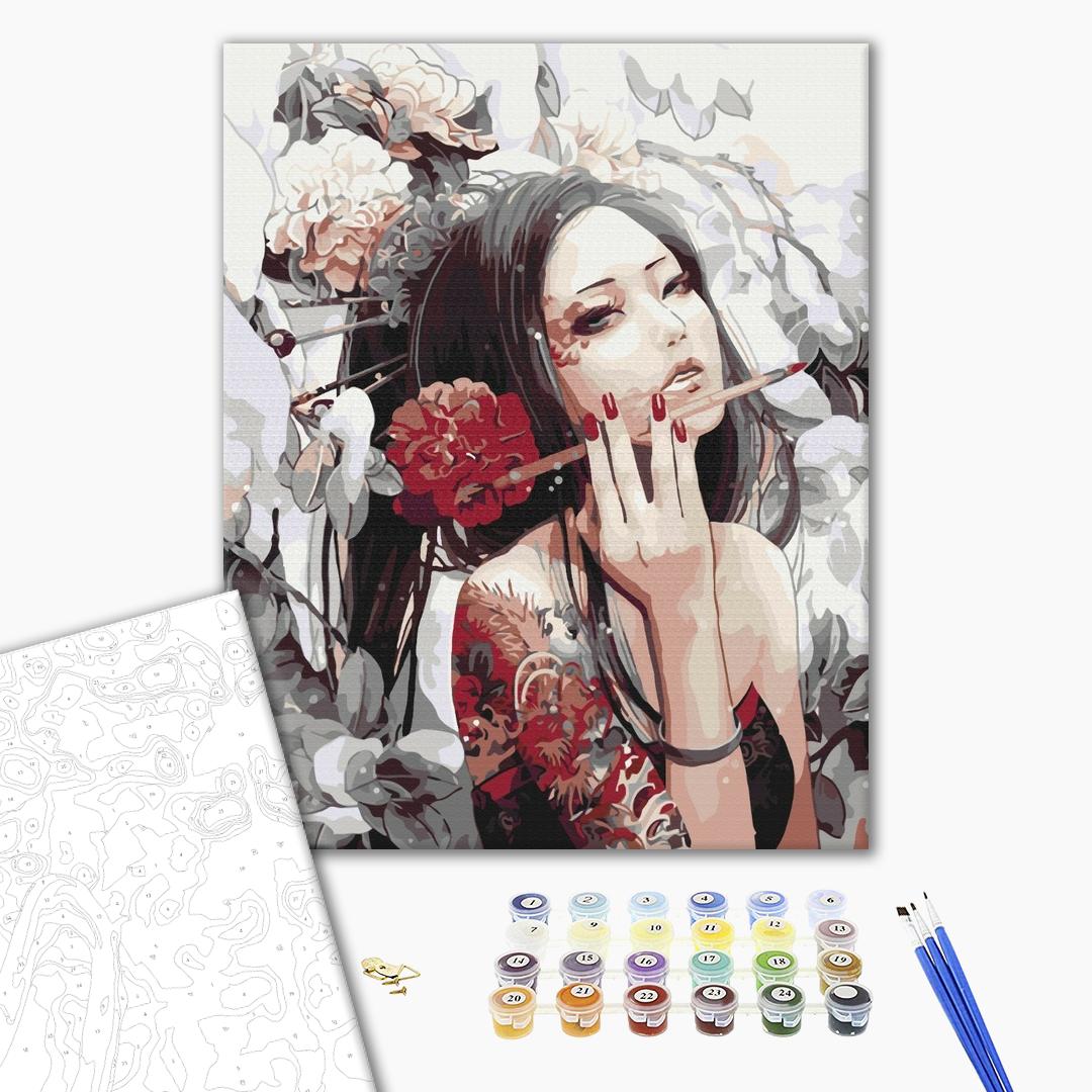La fille au tatouage de dragon - Peinture par numéro