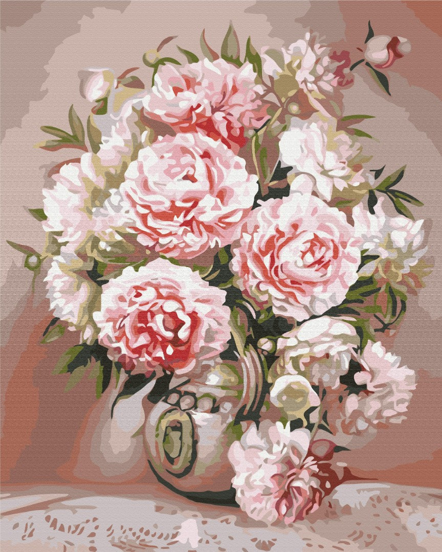Vase avec pivoines - Peinture par numéro