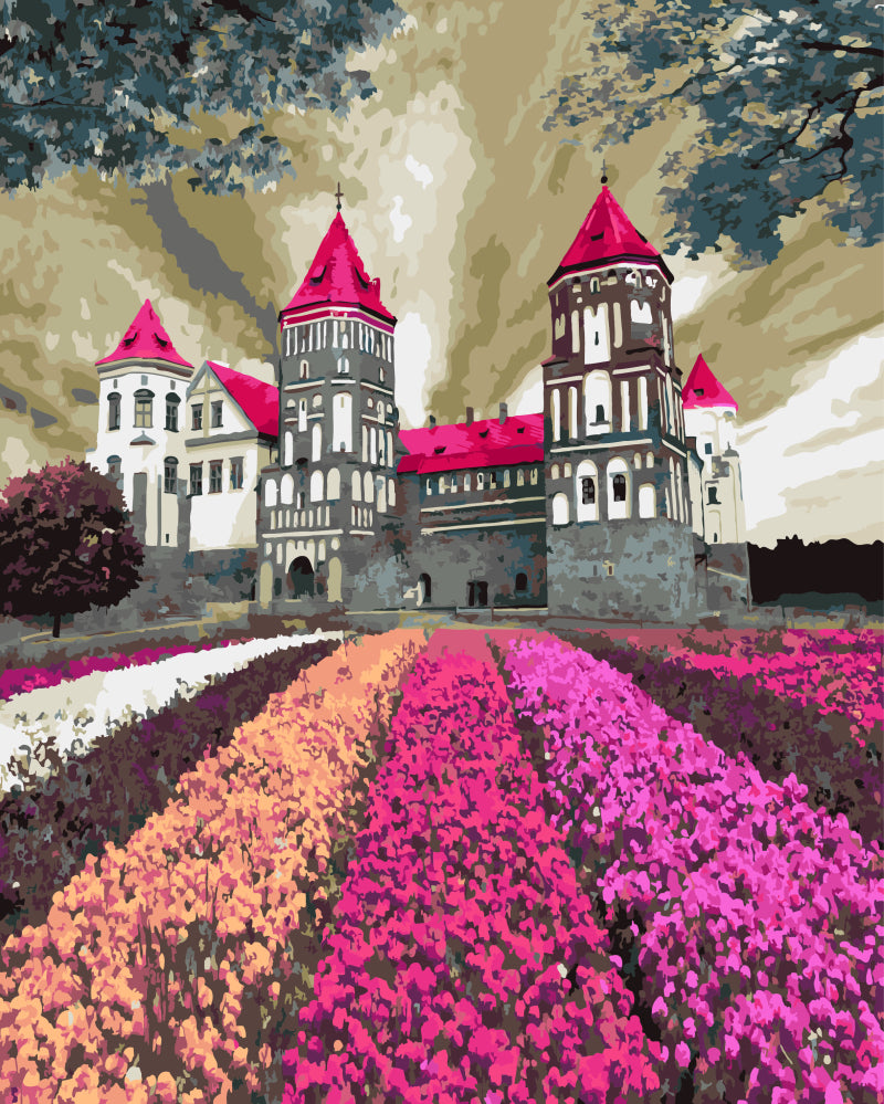 Château en fleurs - Peinture par numéro
