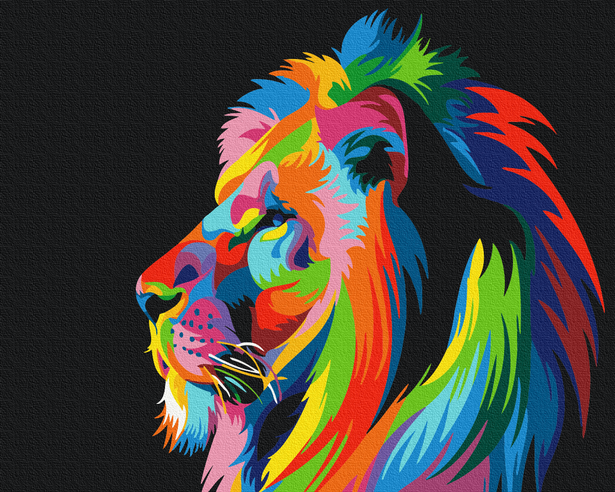 Lion arc-en-ciel - Peinture par numéro