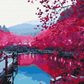 Sakura sur le lac - Peinture par numéro
