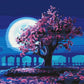 Sakura au clair de lune - Peinture par numéro