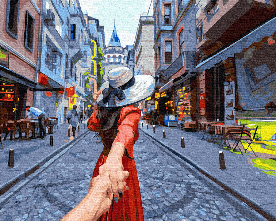 Voyageur sur une promenade - Peinture par numéro