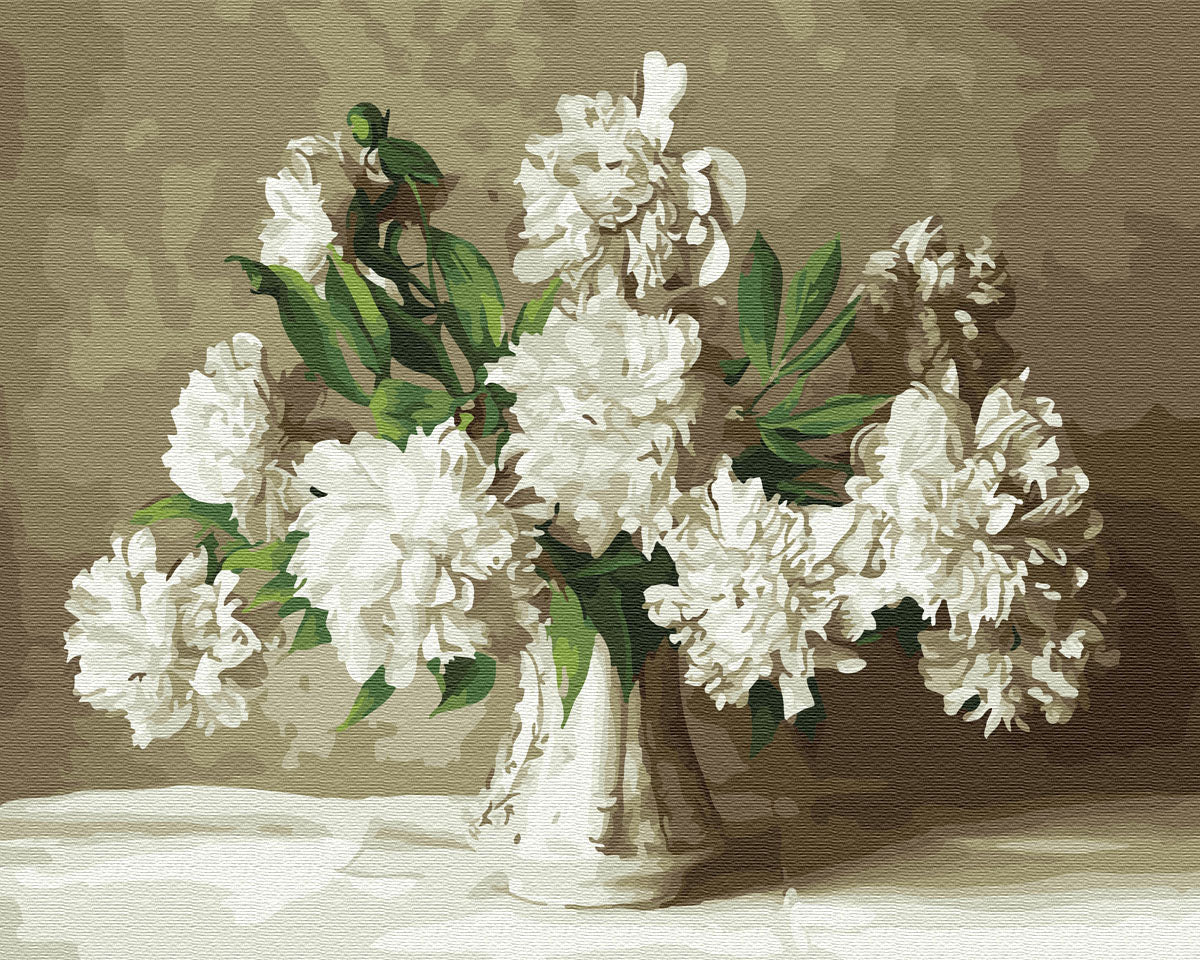 Pivoines blanches - Peinture par numéro