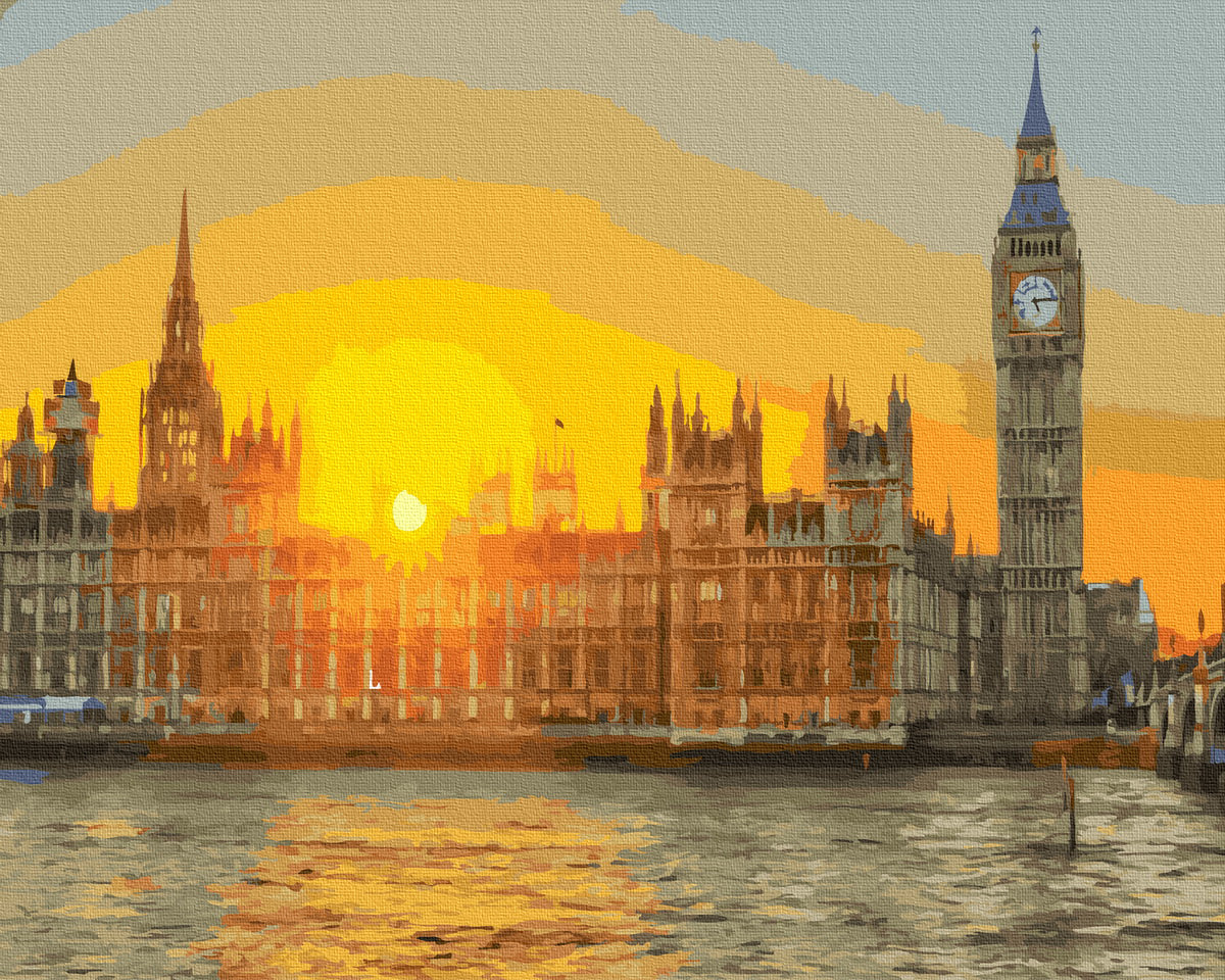 Palais de Westminster au soleil - Peinture par numéro