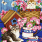 Chatons en fleurs - Peinture par numéro
