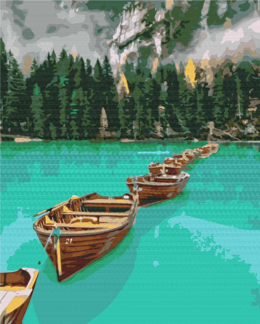 Bateaux dans une chaîne - Peinture par numéro