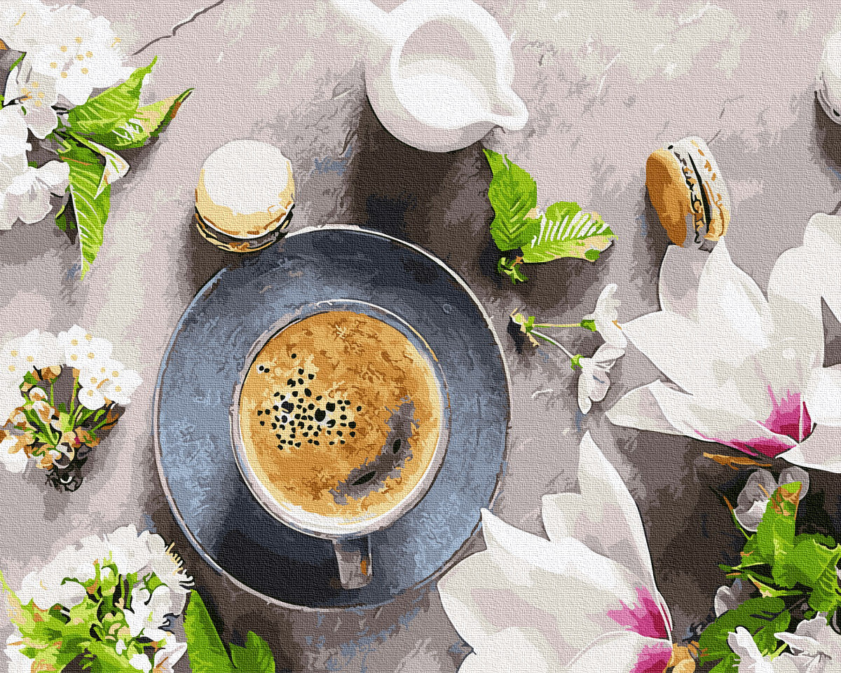 Café et fleurs - Peinture par numéro