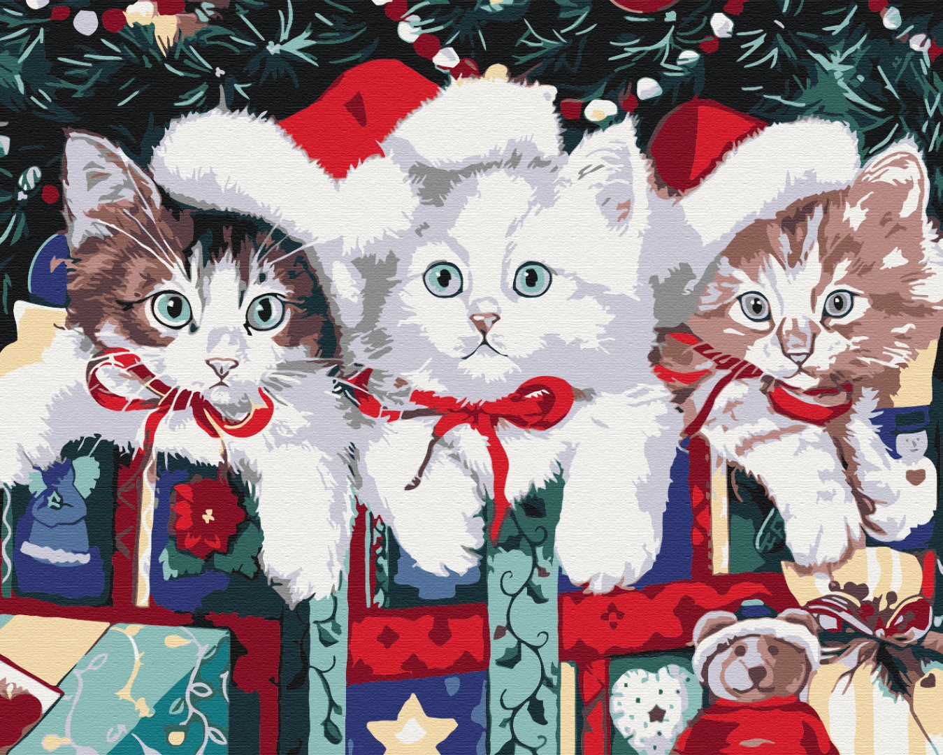 Chats de Noël - Peinture par numéro
