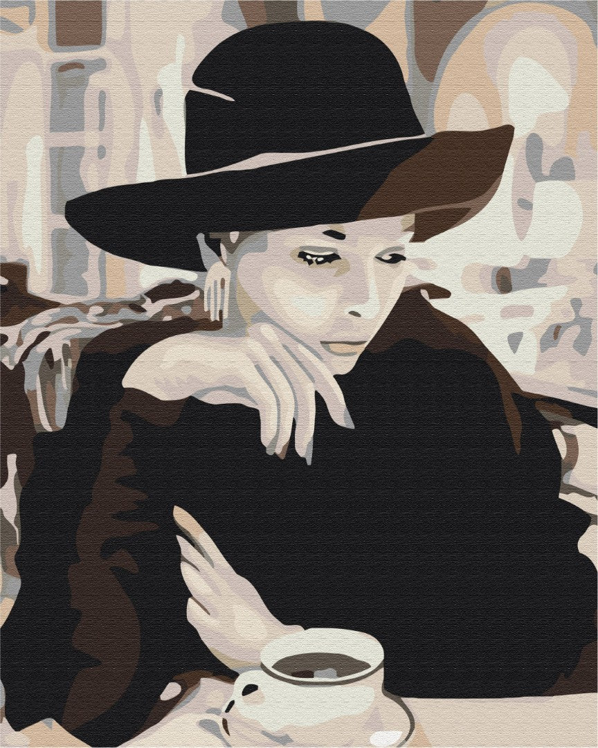 Dame avec café - Peinture par numéro