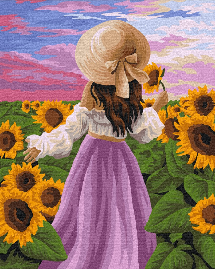 Dame en tournesol - Peinture par numéro