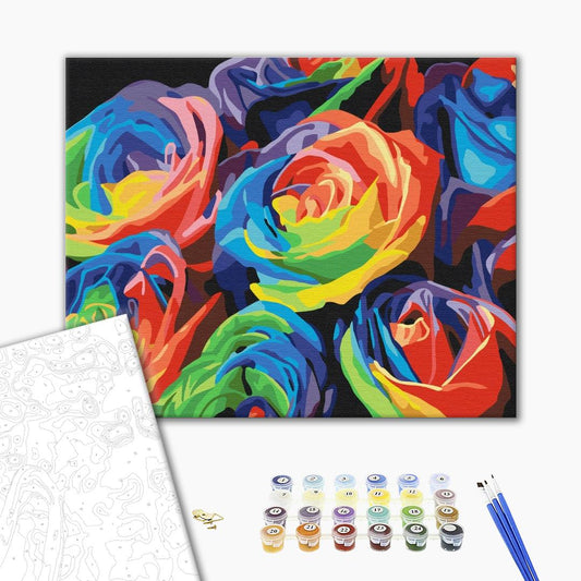 Roses arc-en-ciel - Peinture par numéro