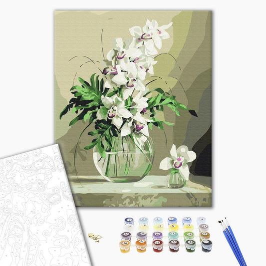 Orchidées dans un vase - Peinture par numéro