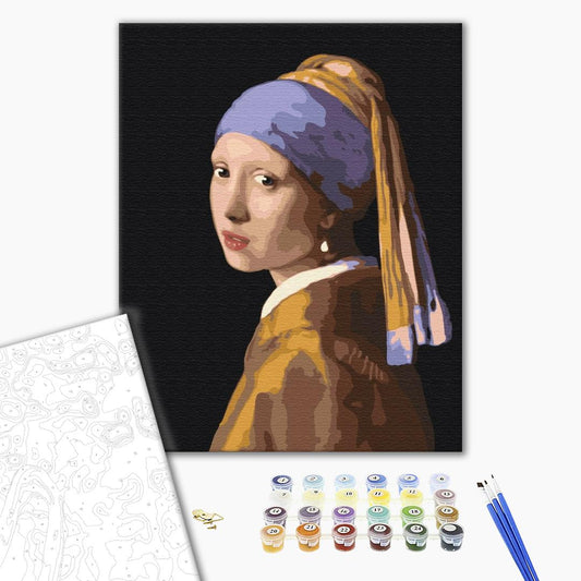 Une fille avec une boucle d'oreille. Jan Vermeer - Peinture par numéro