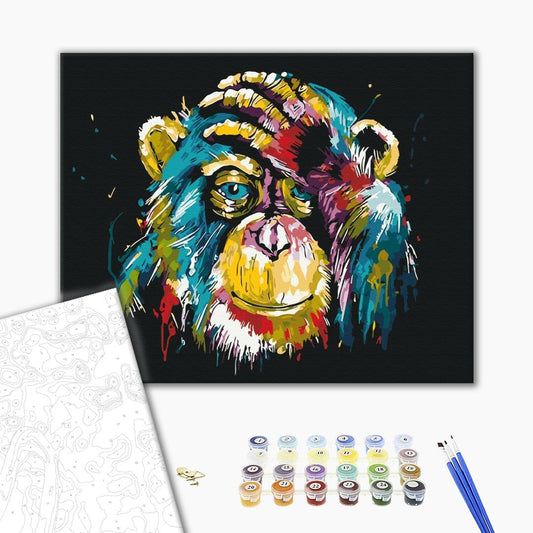 Chimpanzé coloré - Peinture par numéro