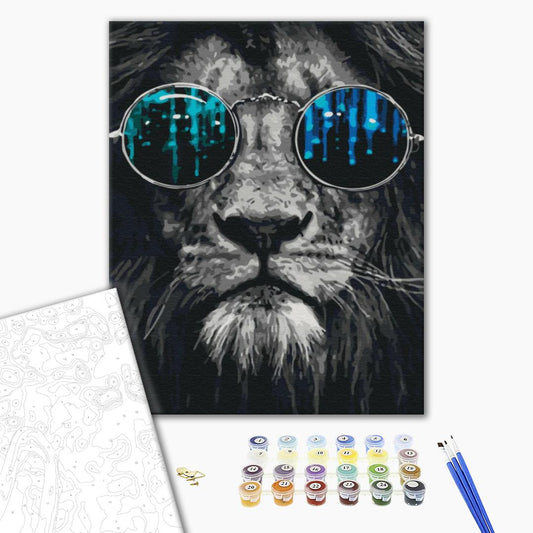 Lion dans les lunettes de soleil - Peinture par numéro