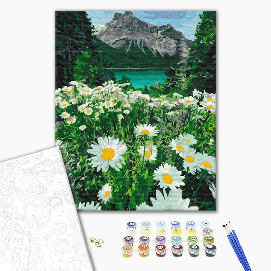 Marguerites par les montagnes - Peinture par numéro