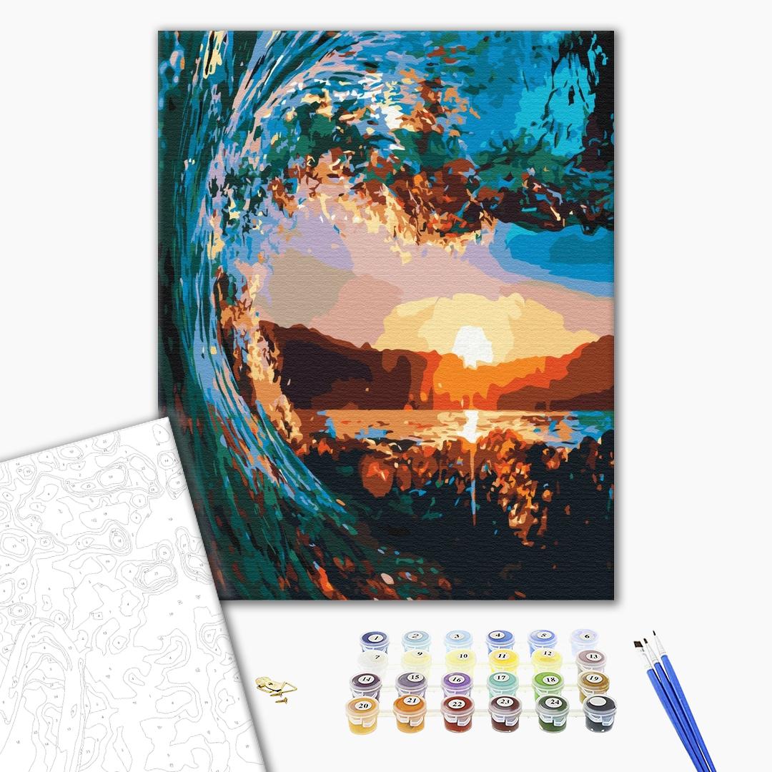 Coucher de soleil à travers les vagues - Peinture par numéro