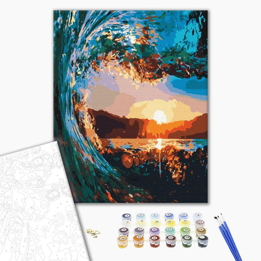 Coucher de soleil à travers les vagues - Peinture par numéro