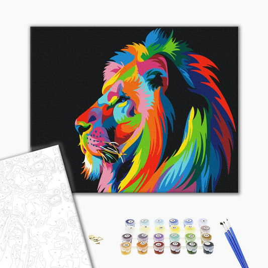 Lion arc-en-ciel - Peinture par numéro