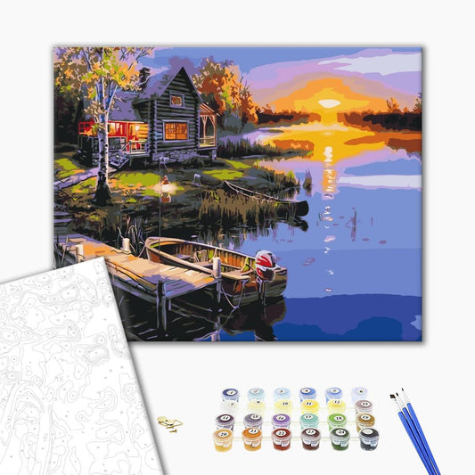Maison au bord du lac - Peinture par numéro