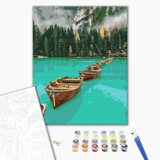 Bateaux dans une chaîne - Peinture par numéro