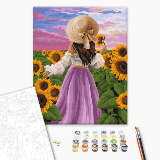 Dame en tournesol - Peinture par numéro