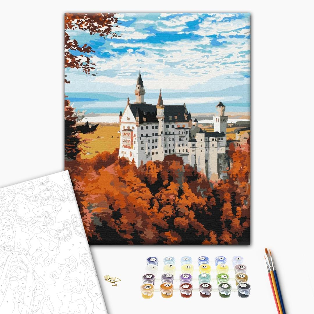 Vue d'automne de Neuschwanstein - Peinture par numéro