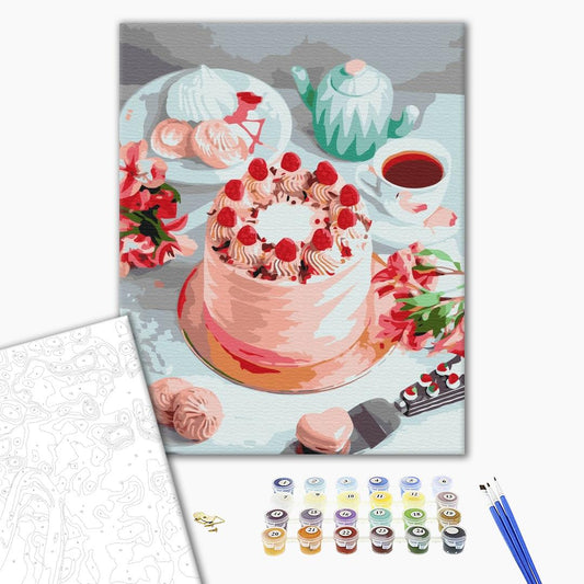 Dessert rose - Peinture par numéro