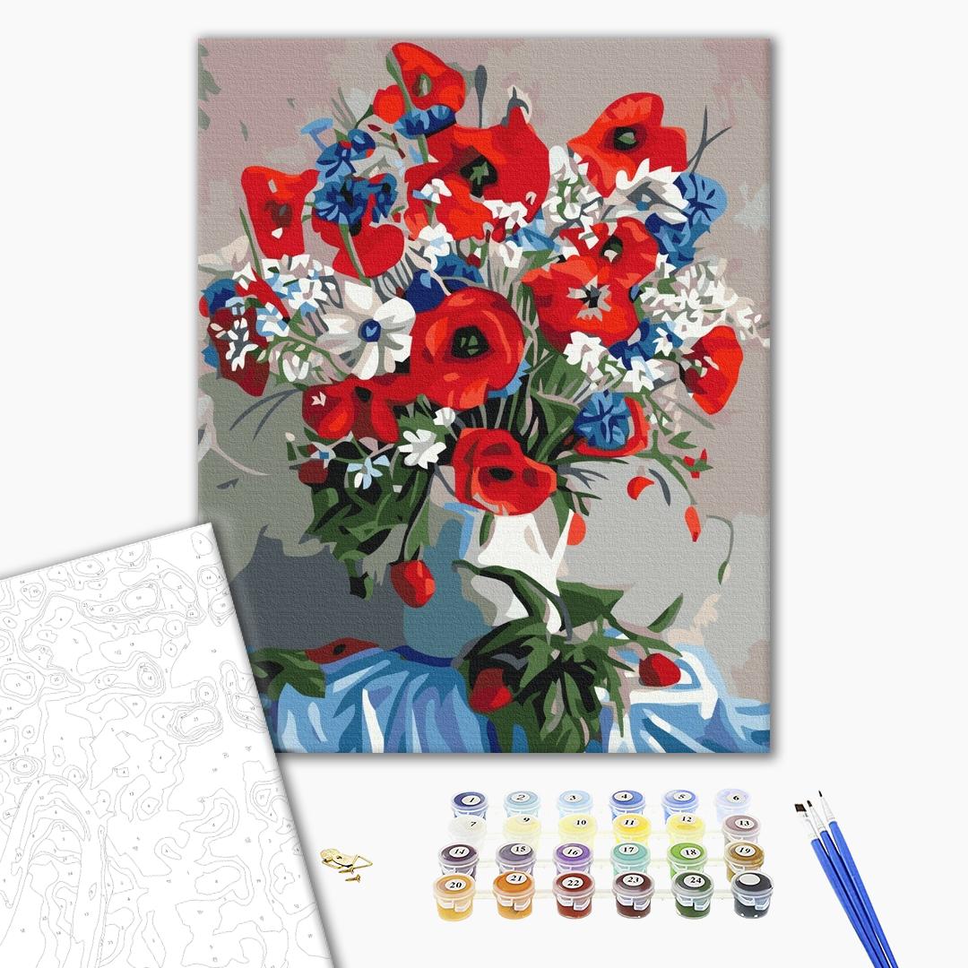 Coquelicots dans un vase - Peinture par numéro