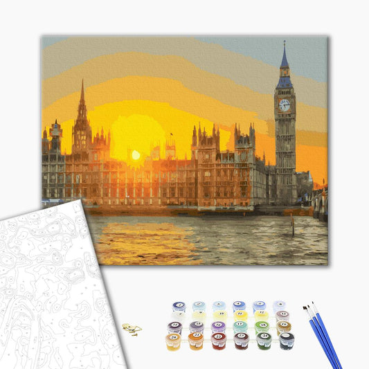 Palais de Westminster au soleil - Peinture par numéro