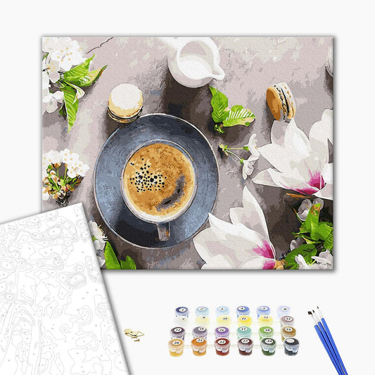 Café et fleurs - Peinture par numéro