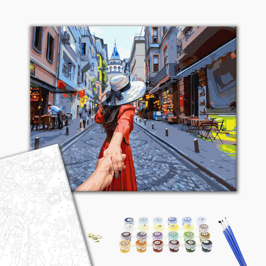 Voyageur sur une promenade - Peinture par numéro