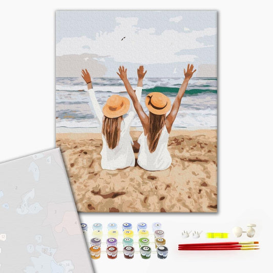 Copines en mer - Peinture par numéro