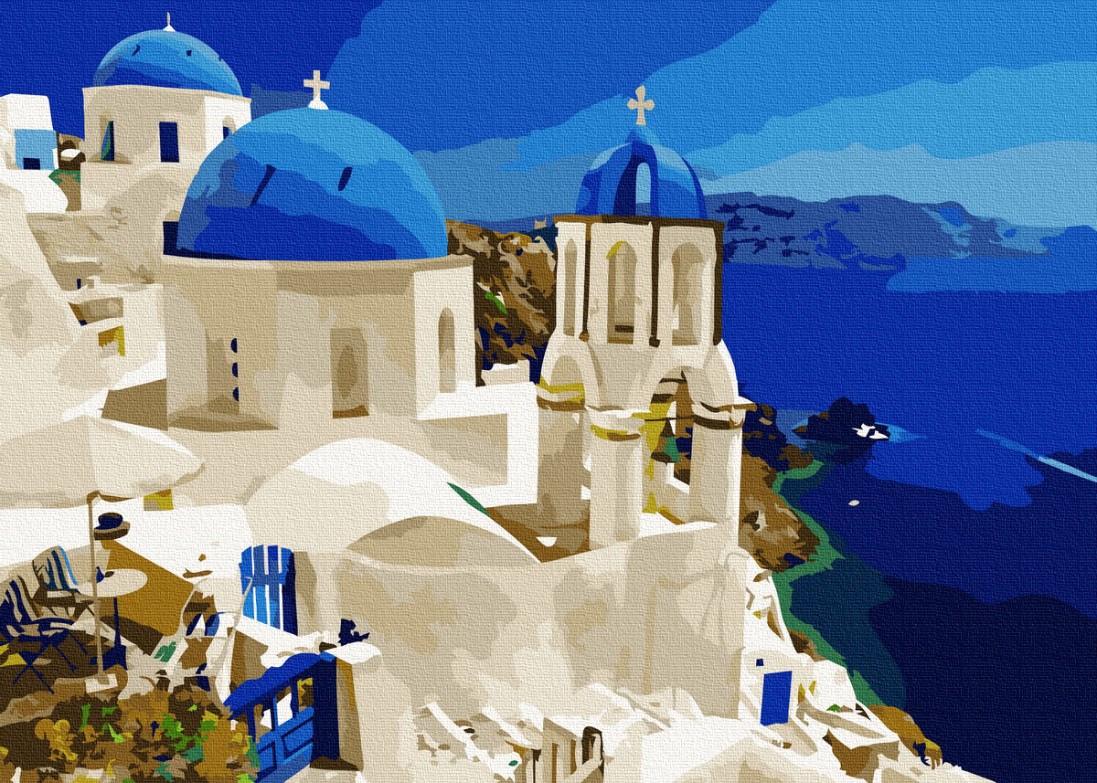 Vue Santorin - Peinture par numéro