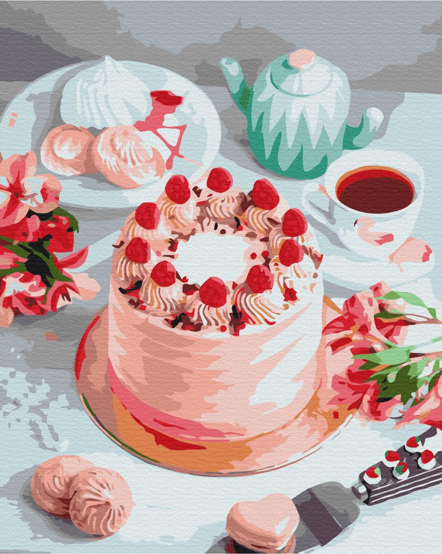 Dessert rose - Peinture par numéro