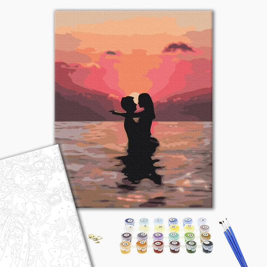 Amoureux au coucher du soleil - Peinture par numéro - Peinture Souvenir
