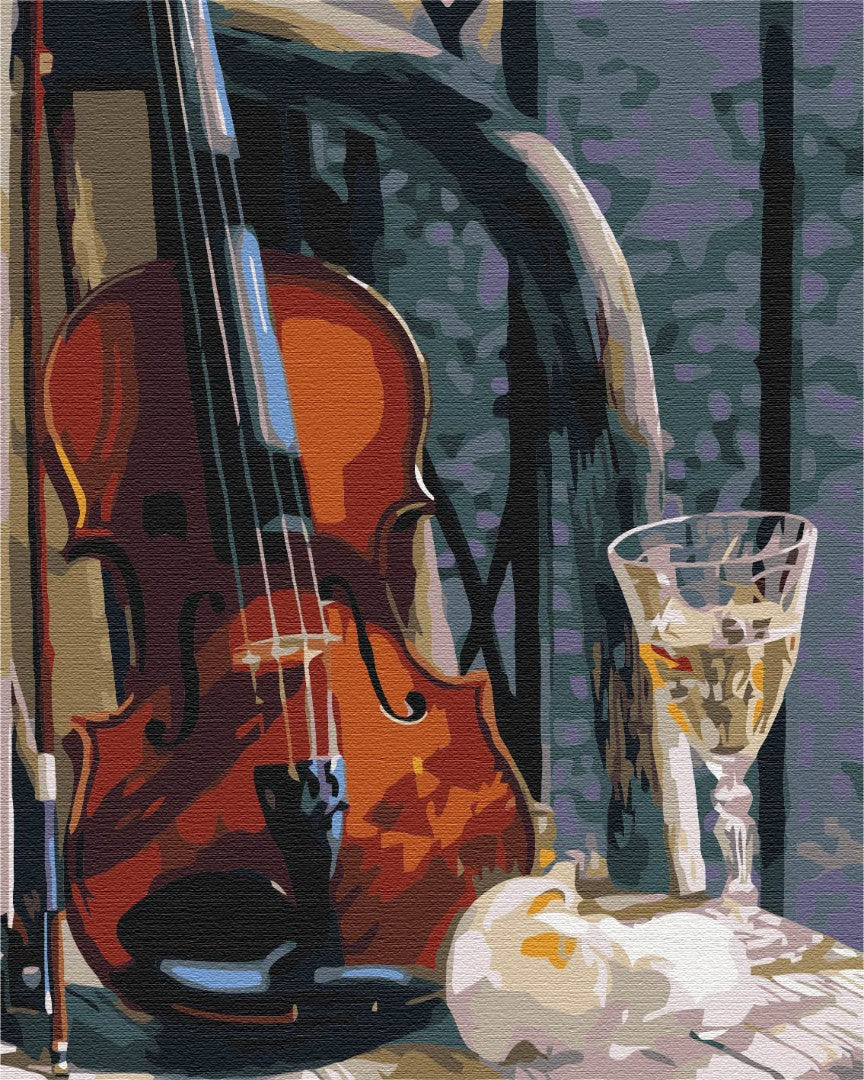 Violon avec vin - Peinture par numéro