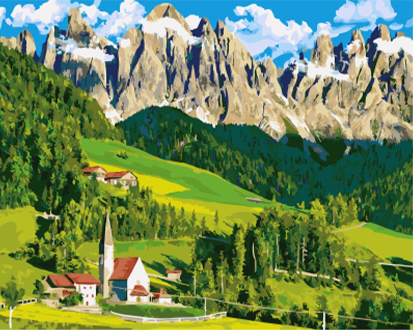 Maison dans les Alpes - Peinture par numéro