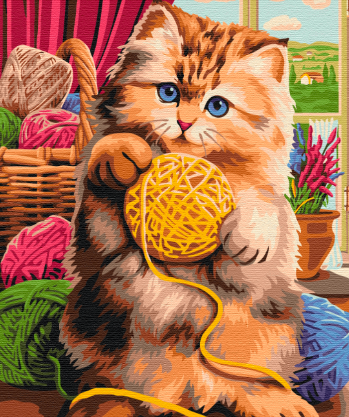 Chaton avec une balle - Peinture par numéro